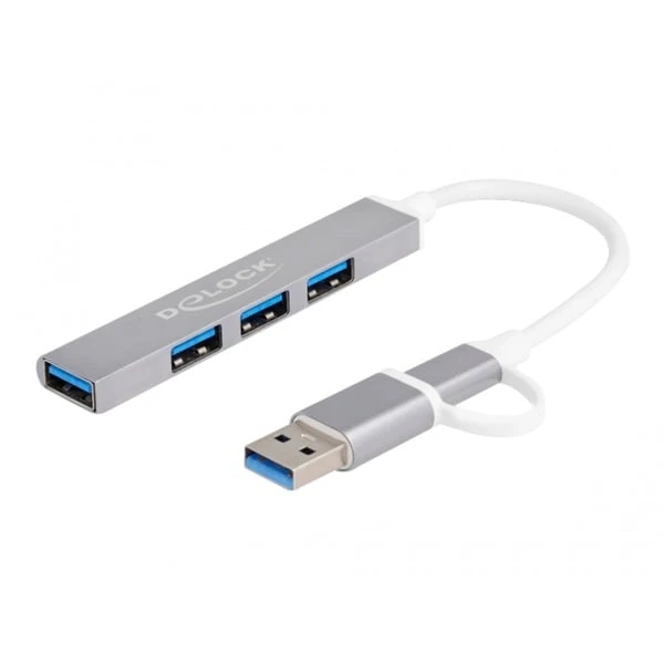 DeLOCK 4 Port Slim USB Hub Mit USB Type-C Oder USB Typ-A, USB-Hub