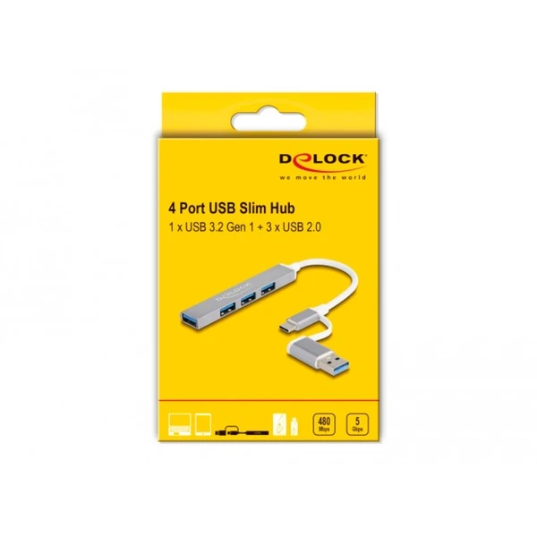 DeLOCK 4 Port Slim USB Hub Mit USB Type-C Oder USB Typ-A, USB-Hub – Bild 4