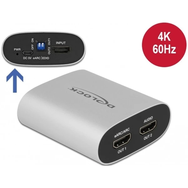 DeLOCK HDMI HD Audio Extractor 4K 60 Hz Zu HDMI Mit EARC, Adapter – Bild 2