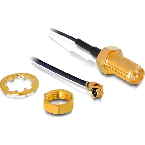 DeLOCK RP-SMA Buchse Zum Einbau > MHF/U.FL Stecker, Adapter 1 DeLOCK RP-SMA Buchse Zum Einbau > MHF/U.FL Stecker, Adapter