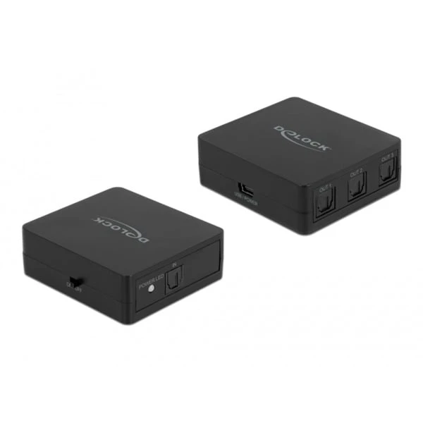 DeLOCK S/PDIF TOSLINK Splitter 1 In 3 Out, Mit USB Stromversorgung, Splitter & Switches