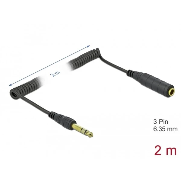 DeLOCK Spiral-Verlängerungskabel Klinke 6,35mm Stecker > Buchse 2 DeLOCK Spiral-Verlängerungskabel Klinke 6,35mm Stecker > Buchse – Bild 2