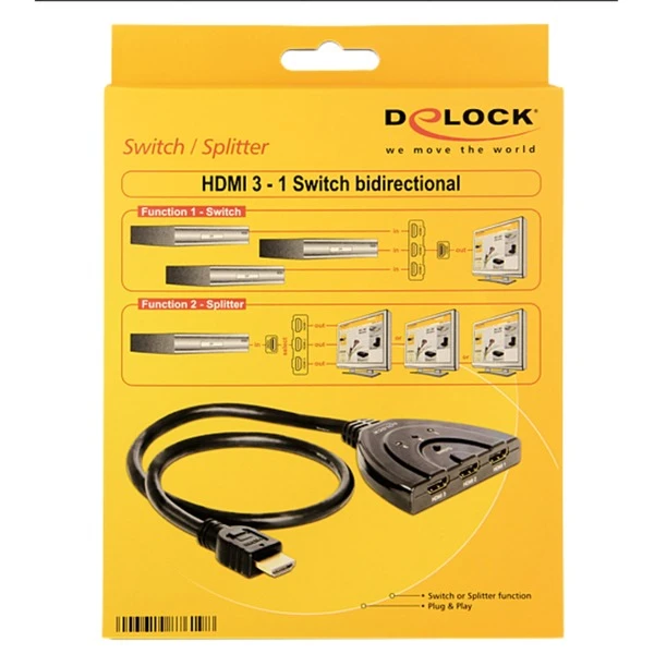 DeLOCK Switch HDMI-A Stecker > 3x HDMI-A Buchse, HDMI Switch – Bild 2