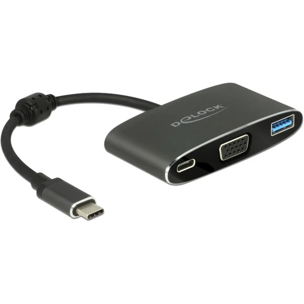 DeLOCK USB 3.2 Gen 1 Adapter, USB-C Stecker > USB-A + USB-C Buchse + VGA Buchse