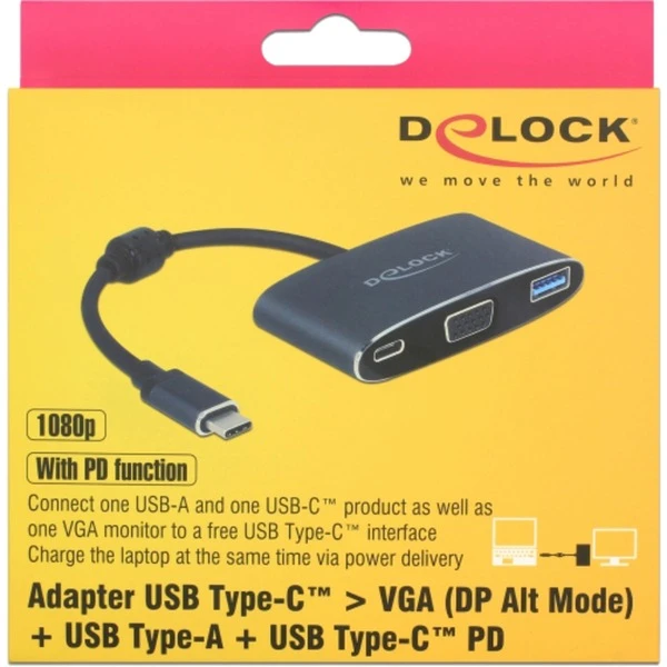 DeLOCK USB 3.2 Gen 1 Adapter, USB-C Stecker > USB-A + USB-C Buchse + VGA Buchse – Bild 3