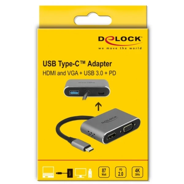 DeLOCK USB 3.2 Gen 1 Adapter, USB-C Stecker > USB-A + USB-C + HDMI + VGA Buchse – Bild 6
