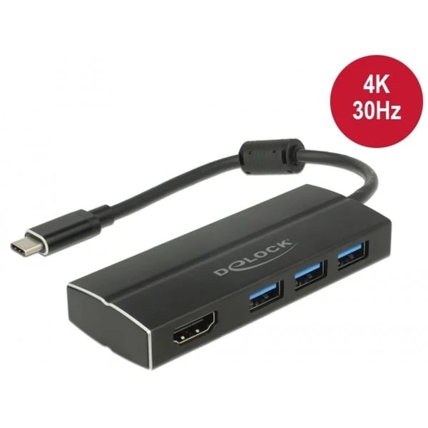 DeLOCK USB 3.2 Gen 1 Hub, USB-C Stecker > 3x USB-A Buchse + HDMI Buchse, USB-Hub 1 DeLOCK USB 3.2 Gen 1 Hub, USB-C Stecker > 3x USB-A Buchse + HDMI Buchse, USB-Hub