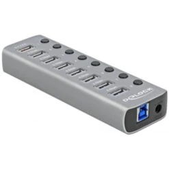 DeLOCK USB 3.2 Gen 1 Hub Mit 7 Ports + 1 Schnellladeport + 1 USB-C PD 3.0 Port , USB-Hub