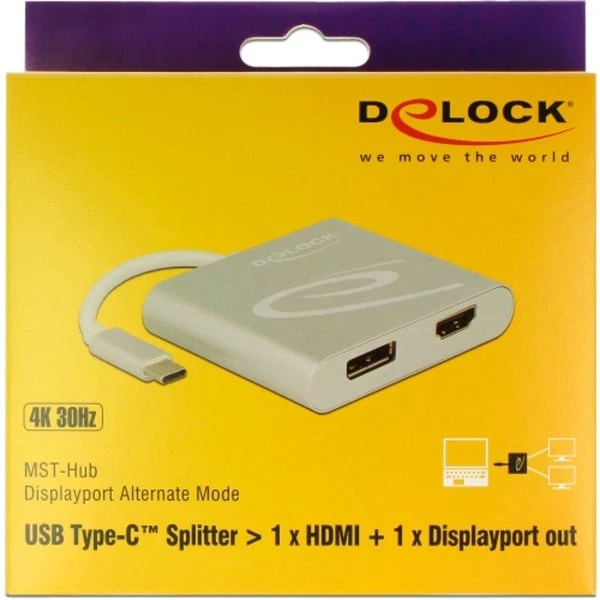 DeLOCK USB Adapter, USB-C Stecker > HDMI Buchse + DisplayPort Buchse – Bild 2