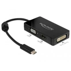 DeLOCK USB Adapter, USB-C Stecker > VGA + HDMI + DVI Buchse