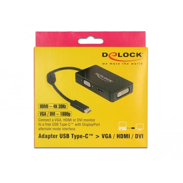 DeLOCK USB Adapter, USB-C Stecker > VGA + HDMI + DVI Buchse – Bild 2