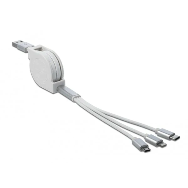 DeLOCK USB Aufrollladekabel, USB-A > Micro-USB + USB-C + Lightning 1 DeLOCK USB Aufrollladekabel, USB-A > Micro-USB + USB-C + Lightning