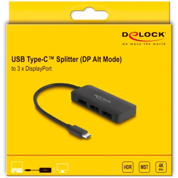 DeLOCK USB-C > 3x DisplayPort Splitter MST 4K 60Hz, HDMI Splitter – Bild 2
