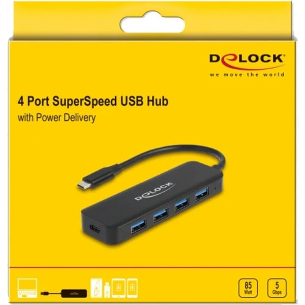 DeLOCK USB Type-C Hub 4 Port USB 3.2 Gen 1 Mit Power Delivery 85 Watt, USB-Hub – Bild 3