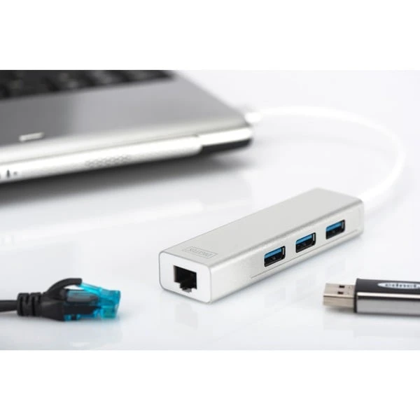 Digitus USB 3.0 3-Port Hub Mit Gigabit LAN, USB-Hub – Bild 5