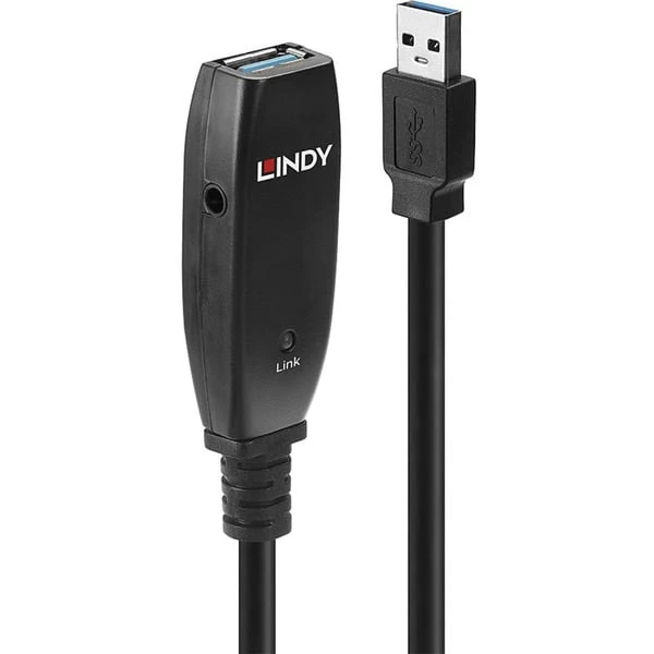 Lindy USB 3.2 Gen 1 Aktivverlängerungskabel Slim, USB-A Stecker > USB-A Buchse