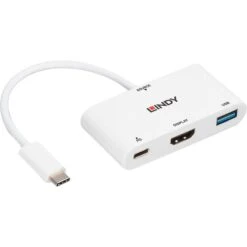 Lindy USB 3.2 Gen 1 Multiport-Hub, USB-C Stecker > USB-A + USB-C Buchse + HDMI-Buchse, USB-Hub