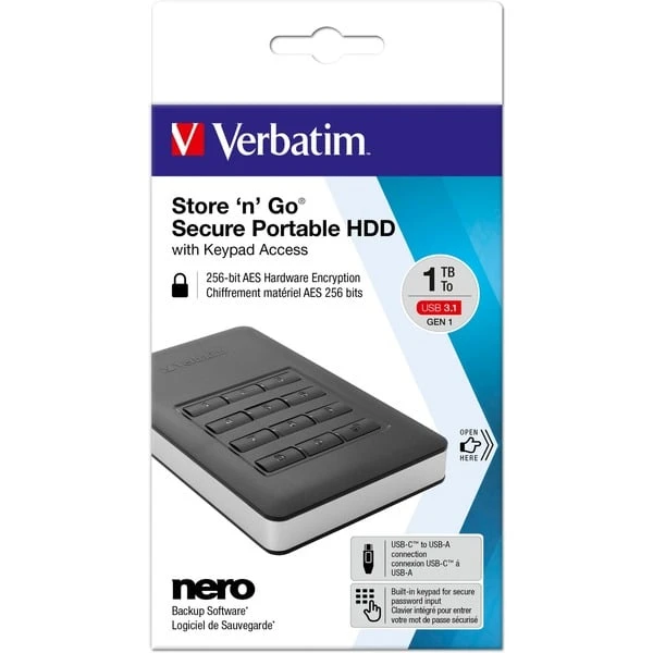 Verbatim Store 'n' Go Secure 1 TB, Externe Festplatte 2 Verbatim Store 'n' Go Secure 1 TB, Externe Festplatte – Bild 2