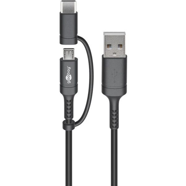 Goobay USB 2.0 Kabel, USB-A Stecker > USB-C + Micro-USB Stecker 1 Goobay USB 2.0 Kabel, USB-A Stecker > USB-C + Micro-USB Stecker